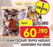 Promo Harga ELVAN Chocolate Truffle Hazelnut, Assortment per 2 pcs 500 gr - Superindo