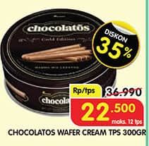 Promo Harga Chocolatos Wafer Roll Cokelat, Cokelat Dark 310 gr - Superindo