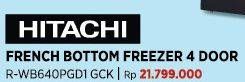 Promo Harga Hitachi R-WB640PGD1 French Bottom Freezer Standard 569L  - COURTS