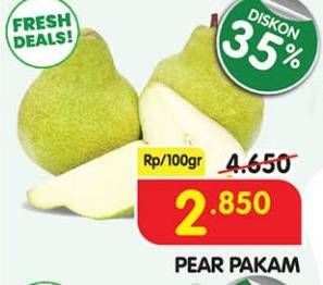 Promo Harga Pear Packham per 100 gr - Superindo