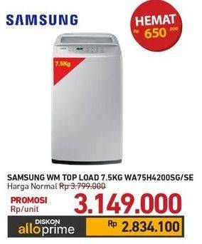 Promo Harga Samsung WA75H4200SG/SE | Washing Machine Top Loading 7.5kg 7500 gr - Carrefour