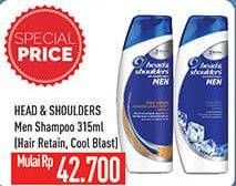 Promo Harga HEAD & SHOULDERS Men Shampoo Hair Retain, Cool Blast 315 ml - Hypermart
