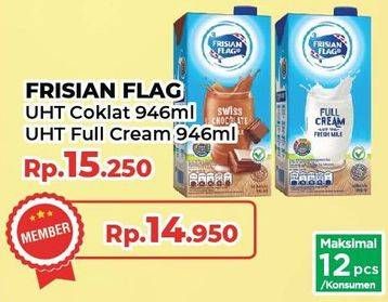 Promo Harga Frisian Flag Susu UHT Purefarm Swiss Chocolate, Full Cream 946 ml - Yogya