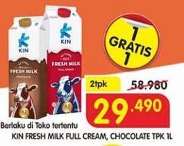 Promo Harga KIN Fresh Milk Full Cream, Chocolate per 2 botol 1000 ml - Superindo