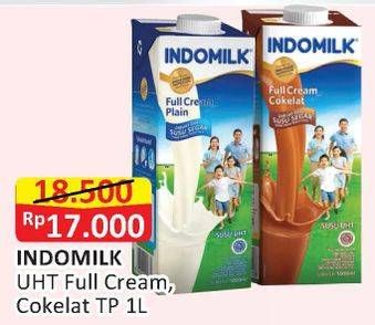 Promo Harga Indomilk Susu UHT Cokelat, Full Cream Plain 1000 ml - Alfamart