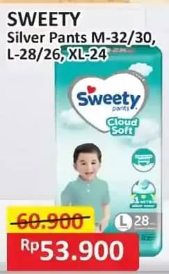Promo Harga Sweety Silver Pants M32, M30, L28, L26, XL24 24 pcs - Alfamart