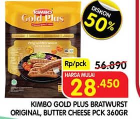 Promo Harga Kimbo Gold Plus Bratwurst Butter Cheese, Original 360 gr - Superindo