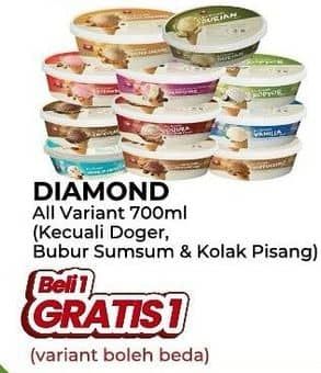 Promo Harga Diamond Ice Cream Kecuali Es Doger, Kecuali Bubur Sumsum, Kecuali Kolak Pisang 700 ml - Yogya