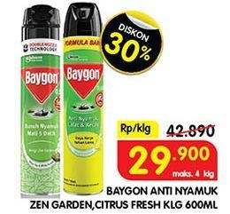 Promo Harga Baygon Insektisida Spray Zen Garden, Citrus Fresh 600 ml - Superindo