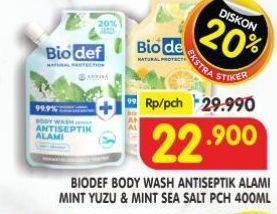 Promo Harga Biodef Body Wash Mint + Yuzu, Mint + Sea Salt 400 ml - Superindo
