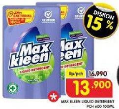 Promo Harga MAX KLEEN Liquid Detergent Anti Odor 700 ml - Superindo