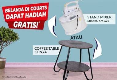 Promo Harga MIYAKO Stand Mixer SM-625 / KONYA Coffee Table  - COURTS