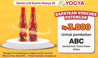 Promo Harga ABC Sambal Asli, Extra Pedas 275 ml - Yogya