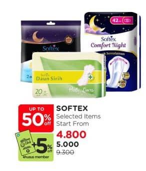 Promo Harga Softex Pantyliner Daun Sirih Regular 20 pcs - Watsons