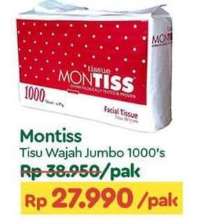 Promo Harga Montiss Facial Tissue 1000 sheet - TIP TOP