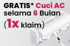 Promo Harga Gratis Cuci AC selama 6 bulan (1x klaim)  - COURTS