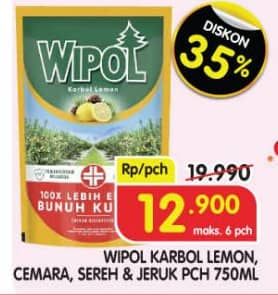 Promo Harga Wipol Karbol Wangi Cemara, Sereh Jeruk 750 ml - Superindo