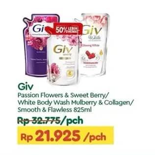 Promo Harga GIV Body Wash Passion Flowers Sweet Berry, White Flowers And Vanilla, Mulberry Collagen 825 ml - TIP TOP