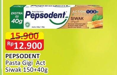 Promo Harga PEPSODENT Pasta Gigi Action 123 Siwak 190 gr - Alfamart