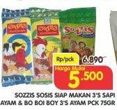 Promo Harga SO GOOD Sozzis Ayam, Sapi, Boboi Boy 3 pcs - Superindo