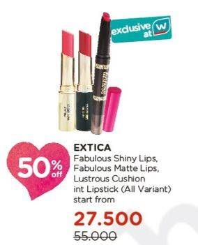 Promo Harga Extica Fabulous Shiny Lipstick, Fabulous Matte Lipstick, Lustrous Cushion Tint  - Watsons