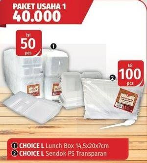 Promo Harga Choice L Lunch Box/Sendok PS Transparan  - Lotte Grosir