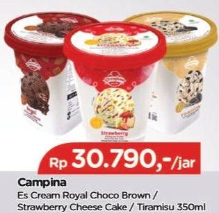 Promo Harga Campina Ice Cream Cake Series Royal Choco Brownies, Strawberry Cheese Cake, Tiramisu 350 ml - TIP TOP