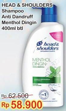 Promo Harga HEAD & SHOULDERS Shampoo Cool Menthol 400 ml - Indomaret