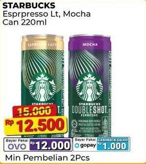 Promo Harga Starbucks Minuman Kopi Doubleshot Espresso Latte, Doubleshot Mocha 220 ml - Alfamart