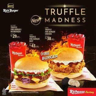 Promo Harga Richeese Factory Combo Truffle Fire Burger Beef  - Richeese Factory