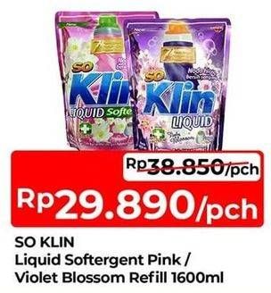 Promo Harga So Klin Liquid Detergent + Anti Bacterial Violet Blossom, + Softergent Pink 1600 ml - TIP TOP