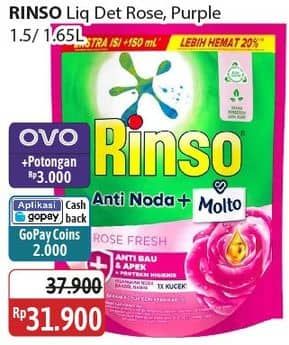 Promo Harga Rinso Liquid Detergent + Molto Pink Rose Fresh, + Molto Purple Perfume Essence 1500 ml - Alfamidi