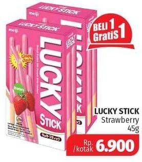 Promo Harga MEIJI Biskuit Lucky Stick Strawberry 45 gr - Lotte Grosir