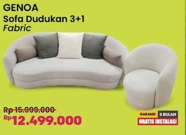 Promo Harga Courts Genoa Sofa Cashew Dudukan 3+1 Fabric  - COURTS