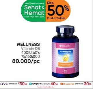 Promo Harga WELLNESS Vitamin D3 400IU 60 pcs - Guardian