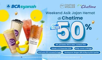 Promo Harga Weekend Asik Bareng Chatime x BCA Syariah!  - Chatime