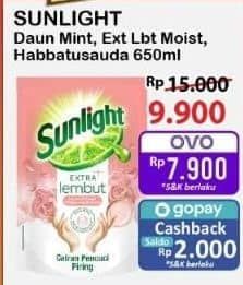 Promo Harga Sunlight Pencuci Piring Higienis Plus With Habbatussauda, Anti Bau With Daun Mint, Extra Lembut 650 ml - Alfamart