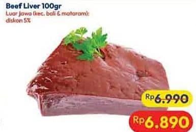 Promo Harga Beef Liver (Hati Sapi) per 100 gr - Hypermart