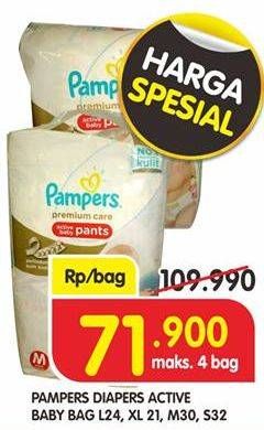 Promo Harga Pampers Premium Care Active Baby Pants L24, XL21, M30, S32  - Superindo