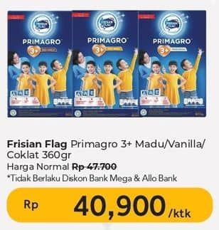 Promo Harga Frisian Flag Primagro 3+ Vanilla, Madu, Cokelat 360 gr - Carrefour