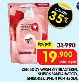 Promo Harga ZEN Anti Bacterial Body Wash Shiso Sandalwood, Shiso Sulphur 450 ml - Superindo