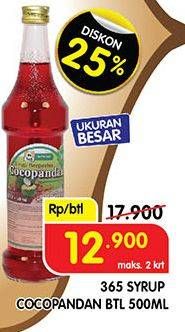 Promo Harga 365 Syrup Cocopandan 600 ml - Superindo