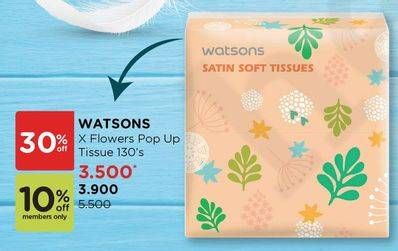 Promo Harga WATSONS Satin Soft Tissues Flower Pop Up 130 pcs - Watsons