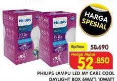 Promo Harga PHILIPS Lampu LED MyCare Cool Daylight, 6 W, 10 Watt  - Superindo