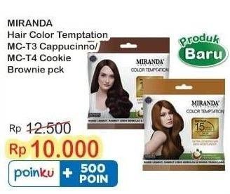 Promo Harga MIRANDA Hair Color Tempation T3 Cappucino, T4 Cookie Brownie per 3 sachet 20 ml - Indomaret