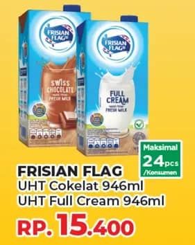 Promo Harga Frisian Flag Susu UHT Purefarm Swiss Chocolate, Full Cream 946 ml - Yogya