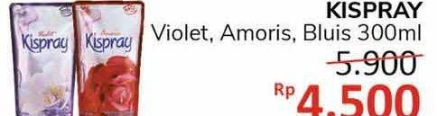 Promo Harga KISPRAY Pelicin Pakaian Bluis, Amoris, Violet 300 ml - Alfamidi