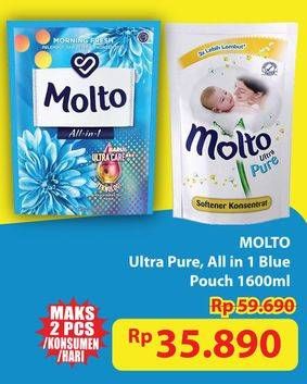 Promo Harga MOLTO Ultra Pure, All in 1 Blue Pouch 600 ml  - Hypermart
