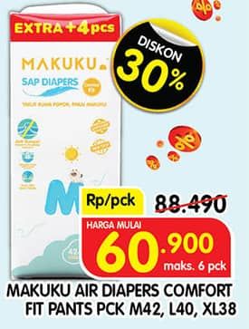 Promo Harga Makuku Comfort Fit Diapers Pants M42, XL38, L40 38 pcs - Superindo