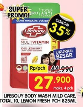 Promo Harga Lifebuoy Body Wash Total 10, Mild Care, Lemon Fresh 850 ml - Superindo